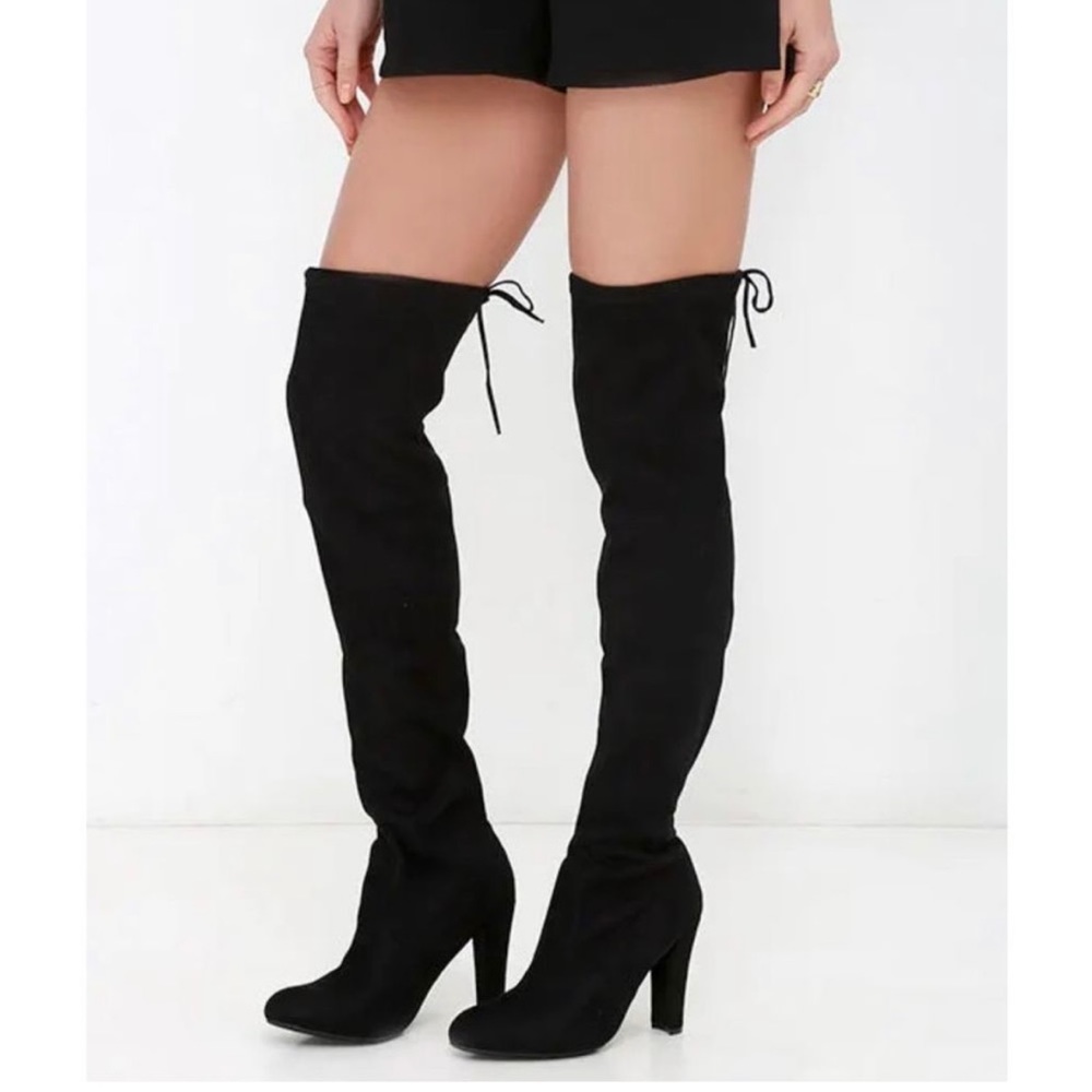 Steve Madden - Black Suede Thigh High Boots - 8